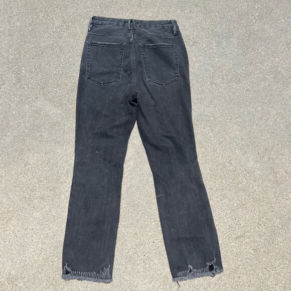 Good American Good Curved Jeans Black Charcoal Fray Shark Bite Hem 6/28 - Picture 2 of 6
